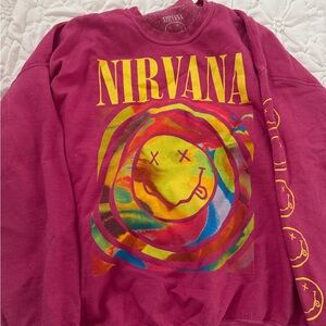 Urban outfitters NIRVANA pink oversized Graphic Sweatshirt